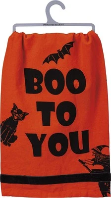 Primitives by Kathy Retro-Inspired Halloween Dish Towel, 28 x 28-Inch, Boo to
