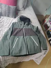 Kenneth Cole New York Hooded Jacket Green/Black Mens Medium