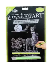 Royal & Langnickel Engraving Art Silver Foil ~ Wolf Howling at the Moon (8 x 10)