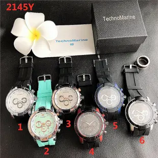 Technomarine Watch 新款矽膠手錶女士/男士手錶法國高品質瑞士石英手錶戶外運動海洋版多款式
