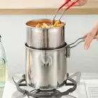 Small Deep Fryer Pot with Frying Basket and Food Tongs with Long Handle