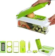 EZONEDEAL Vegetable Chopper 13 in 1 Multifunction Onion Chopper Dicer, Spiralizer for Veggie Cutter, Mandoline Slicer, Food with Container, Food Chopper