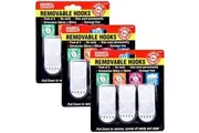 Removable Hooks Rectangle Plastic 50mm x 30mm 3pk (Holding Weight 2kg) Reusable Heavy Duty Hook for Kitchen Bathroom Office