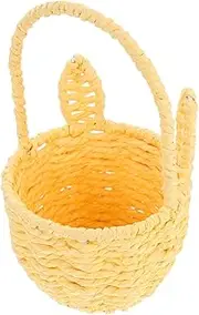 KITANDOVE Hand Woven Rabbit Ear Basket with Handle Cute Bunny Shaped Storage for Easter Decor Versatile Woven Container for Items Adorable Animal Basket for Boys