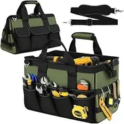 Heavy Duty Tool Bag 15-Inch, 16-Pocket Portable Soft Tool Storage Box Organizer, Handle Tactical Carry Tote Empty Toolbox with Large Zipper for Dad, Mechanic, Electricians, Repairman