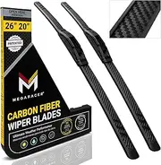Mega Racer® Carbon Fiber Windshield Wipers Blades 26"+20" | Patented Automotive Replacement Windshield Wiper Blades for my Car | Limpiaparabrisas De Carro | Front Windshield Wipers for my Car | 2 Pack