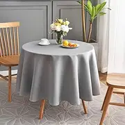maxmill Jacquard Round Table Cloth Swirl Pattern Waterproof Antiwrinkle Heavy Weight Soft Tablecloths for Circular Table Cover and Kitchen Dinning Tabletop Decoration Round 70 Inch Light Gray