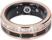 Zopsc Smart Rings for Women & Men, Rotatable Fitness Tracker Ring with Roman Numerals, Diamond Decorated Ti Steel Shell Health Rings for Wedding Band (Gold)