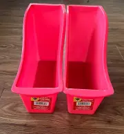 Book Bin Binder Holder Pink Plastic teaching tree storage set of 2