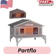 Outdoor Cat House Insulated Feral Kitty Shelter w/Liner Weatherproof for Winter