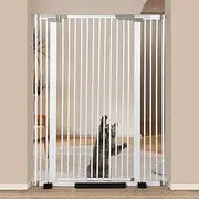 Ulifemate 51.18" Extra Tall Cat Gate for Door Way Auto Close, 30"-40" Adjustable Width Pet Gate with 2.75" and 5.5" Extension Kits, No Drilling Pressure Mount Kit, White