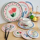 Tulip Flower Print Coaster Anti-scalding Cup Mat Table Decoration