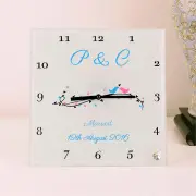 Wedding Day Personalised Square Glass Clock