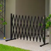 Expandable Fence Gate Garden Security Gates Metal Retractable Dog Gate Black