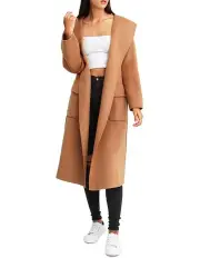 [Belle & Bloom] Runaway Wool Dark Camel Robe Coat