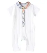[Burberry Kids] Burberry Kids Baby ribbed-knit cotton-blend playsuit M 18 white