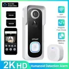 2K Wireless Doorbell Phone Video Door Bell WiFi Smart Intercom Security Camera
