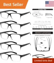5 Pairs of Quality Spring Hinge Reading Glasses for Men and Women - Black/Clear