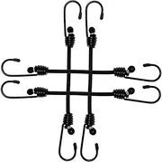 GARVALON 4pcs Heavy Duty Bungee Straps with Hooks Elastic Cargo Tie Down Cords with Carabiner Clips Durable Rubber for Securing Bicycles Motorcycles and Luggage Trunk