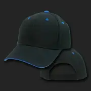 Black & Royal Blue Sandwich Visor Bill Plain Blank Baseball Cap Hat Caps Hats