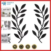 2 Pieces Metal Tree Leaf Wall Decor Vine Olive Branch Leaf Wall Art Wrought I...
