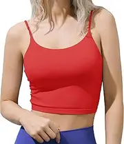 [SIXIM] Seamless Camisole Tops for Women Built in Bra Women's Spaghetti Strap Tank Tops Padded Double Layer Crop Tops