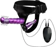 7.28 inch Soft Lifelike Double Strap on with Double Headed Silicone Massager Fits Most of Women and Men Model D54WA841 (Color : Purple)