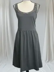 Cynthia Rowley Sleeveless Studded Dress Sz Large Gray Racerback Pockets