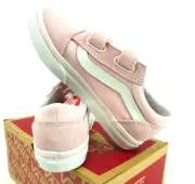 Kids Pink Vans Sneaker Size 10 Awesome Hook and Loop Straps Old Skool Suede Cute