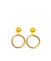 Smiley face earrings One size Yellow