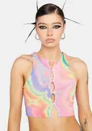 [AFRM] Abstract Marble Calabra Mesh Crop Top