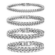 Vnox Mens Chain 6/8/10/12mm Curb Cuban Link Chain Bracelet Real Miami Wristband