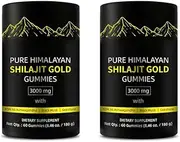 Pure Himalayan Shilajit Gummies Gold I Lab Tested I No Added Sugar I Ashwagandha, Gokshura| Fulvic Acid & 85+ Trace Minerals I for Men, Women I Non-GMO I Organic I 60 Gummy Pack of 2