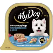 My Dog Adult Wet Dog Food Toppings with Chicken & Cheese Tray 100g