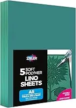 Zieler Lino Sheets - A5 Lino Printing Block Sheets - by ® - Double-Sided, Easy-Carve Soft Lino Block 210x148x3mm Sheets. Ideal for School or Home - (Pack of 5)