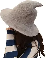 Plenmor Modern Felt Witch Hat - Foldable Candy Colored Wool Knit for Halloween Party, Cosplay Costume and Daily Use (Khaki)