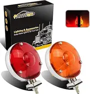 2Pcs 4 Inch Round Double Face Star Led Pedestal Lights Mount Stop Tail Brake Turn Signal Lights Trucks Semi Trailers Tractors Fender Mount Lights Lamps DOT Compliant
