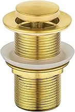 ACA International Brass Basin Pop Up Waste Without Overflow, Vanity Plug Drain Suit for 32/40mm Pipe Bathroom Accessory(Brushed Yellow Gold)