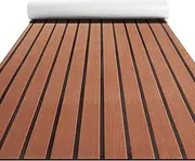 Boat Flooring EVA Foam Boat Decking Faux Teak Marine Mat Boat Carpet Self-Adhesive Flooring Material for Motorboat RV Yacht Kayak 94" x 35"