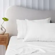 Accessorize 400TC White Bamboo Cotton Sheet Set 40cm Wall (Single, King Single, Double, Queen, King)