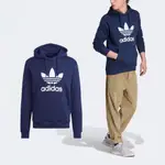 ADIDAS 愛迪達 帽T CLASSICS TREFOIL 男款 藍 白 抽繩 基本款 連帽上衣 三葉草 愛迪達 IM4496