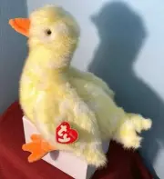 Ty Classic Plush 2001 QUACKIE the Duck-Yellow/White Duck- RETIRED