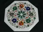 12" Stone marble Coffee Table Top Antique Design Inlay Work side Hallway Table