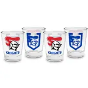 Newcastle Knights NRL Team Logo 50ml Shot Glasses Bar Set of 4