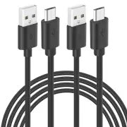 2 Pack 19.7Ft USB to Micro USB Power Extension Cable, Long Charging Cord, Black