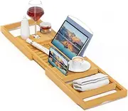 Sen Yi Bao Luxury Bathtub Caddy Tray，Bamboo Bathtub Tray Caddy - Wood Bath Tray Expandable，Can be Placed Book and Integrated Tablet Smartphone and Wine Holder - Gift Idea for Loved Ones