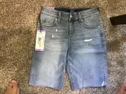 DAVID BITTON BUFFALO CHAOS BLUE DISTRESSED JEAN SHORTS SZ 4 NEW FREE SHIP!