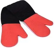DoMii Connected Oven Mitts All-in-One Potholder Gloves Heat Resistant Quilted Silicone Oven Mitts 33.8 x 7-inch