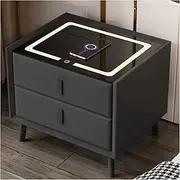 Smart Bedside NightStand with 2 Drawer for Bedroom Living Room, Bedside Furniture with Adjustable LED Lights