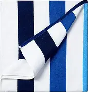 Bornbay Oversized Cotton Beach Towel - 40"X70" Extra Large Plush Thick Stripe Pool Towel, XL Soft Striped Cabana Swimming Towels for Adults Mens Women Girls (White Gradient Blue)